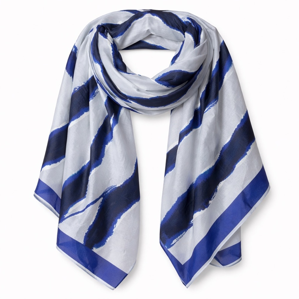 Beautiful Blue & White Abstract Cotton Scarf • Lightweight • Soft & Versatile